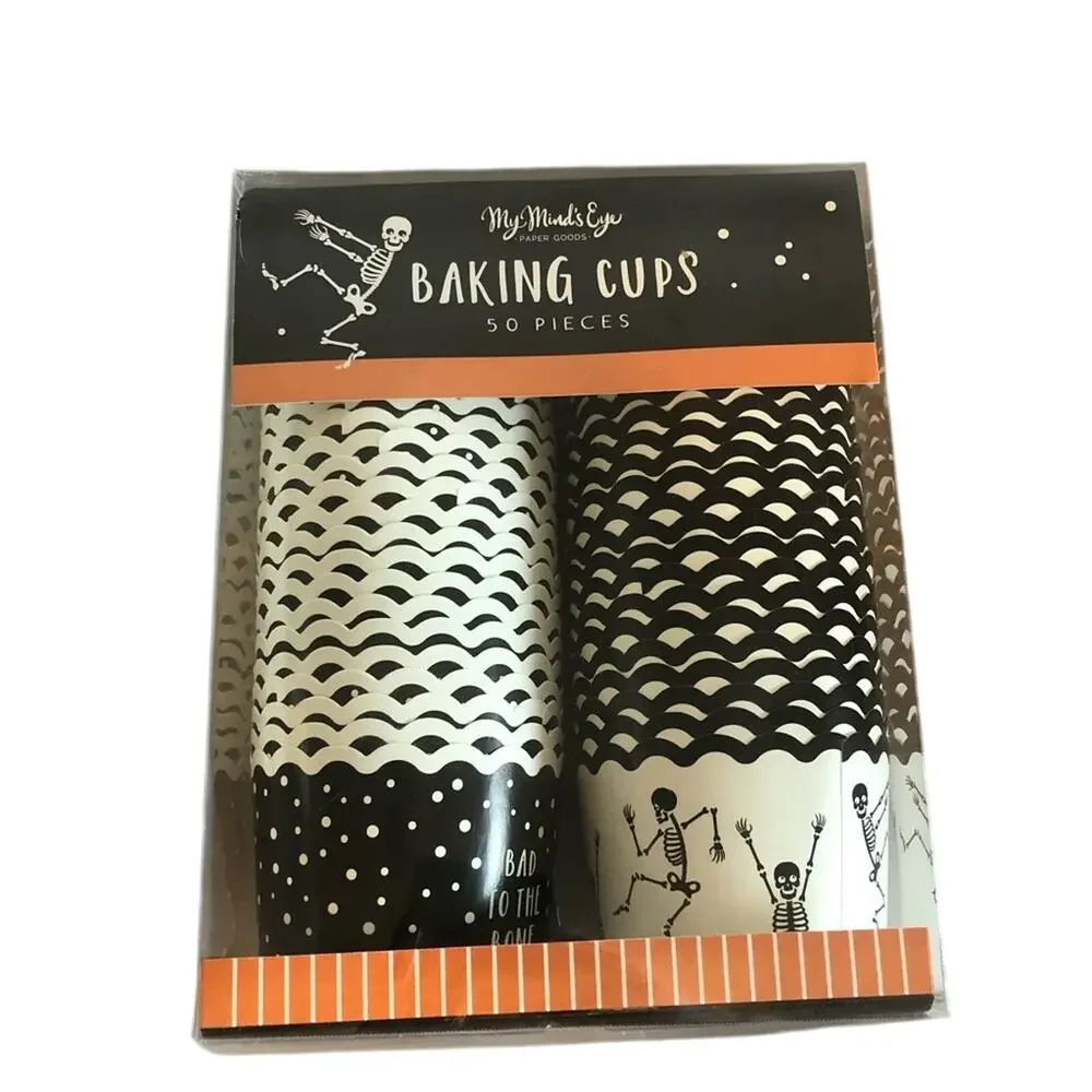 Black and White Halloween Themed Baking Cups - Set of 50 - NWT